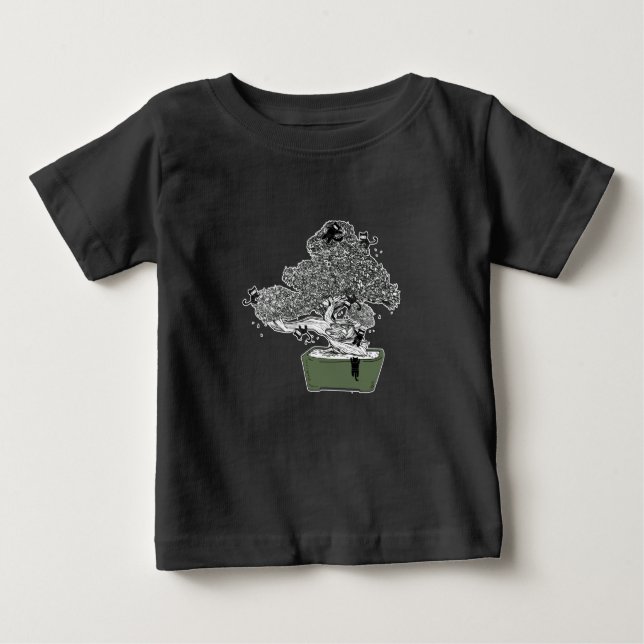 Camiseta Para Bebê Ninja Kitty Cats Bonsai Tree Budista Japonês Zen (Frente)