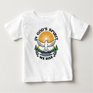 Camiseta Para Bebê No espírito de Deus que levanta - fé e liberdade