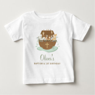 Camiseta Para Bebê Noah's Ark Baptism Christening Party (Festa primei
