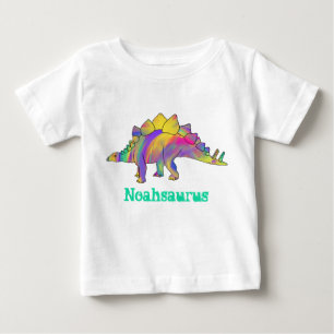 Camiseta Para Bebê Noé saurro Stegosaurus Colorido Arte de Dinossauro