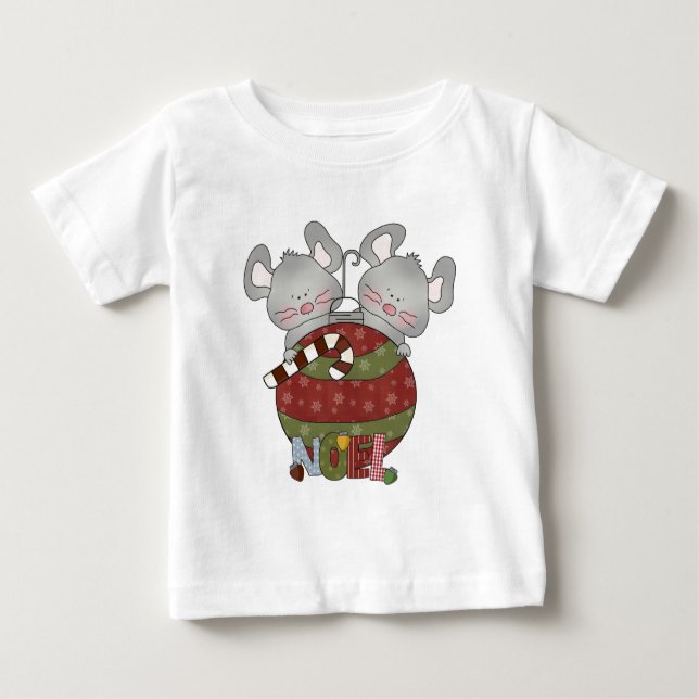 Camiseta Para Bebê Noel Mice Holiday T-shirts e presentes (Frente)