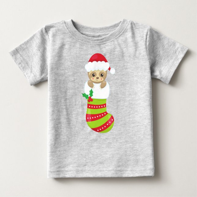 Camiseta Para Bebê Noite de Natal, Natal Stocks, Papai Noel (Frente)