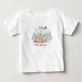 Camiseta Para Bebê Noite Mágica de Natal na Floresta de Inverno