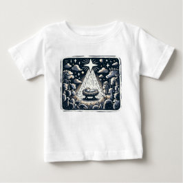 Camiseta Para Bebê Noite Santa Natividade: Arte de Contraste