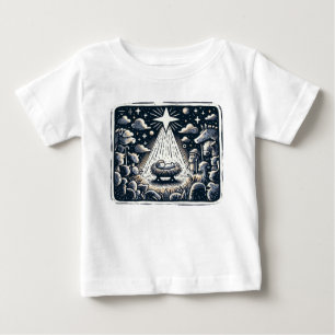 Camiseta Para Bebê Noite Santa Natividade: Arte de Contraste