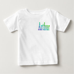 Camiseta Para Bebê Nome Arthur com Desenho Verde e Azul,