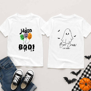 Camiseta Para Bebê Nome Balão Cute Boo Halloween