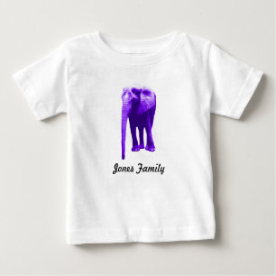 Camiseta Para Bebê Nome da família elefante