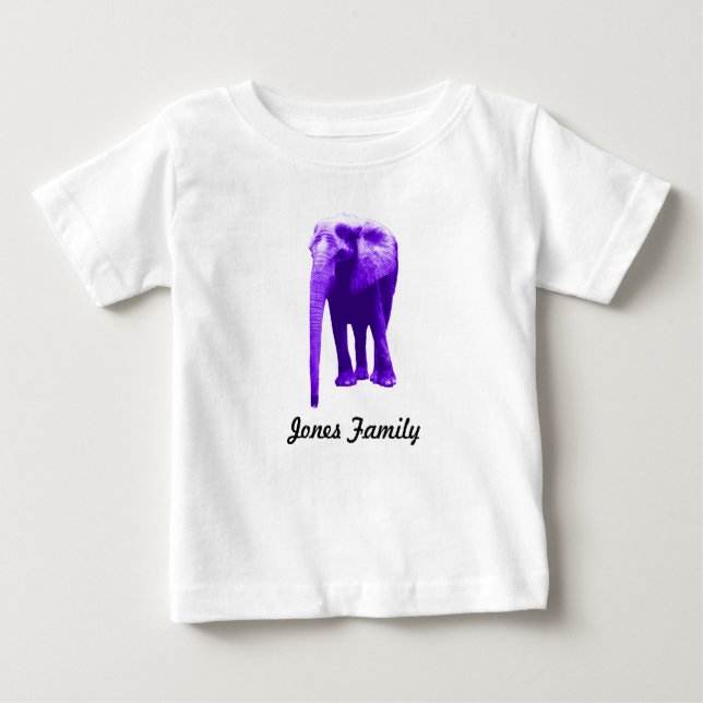 Camiseta Para Bebê Nome da família elefante (Frente)