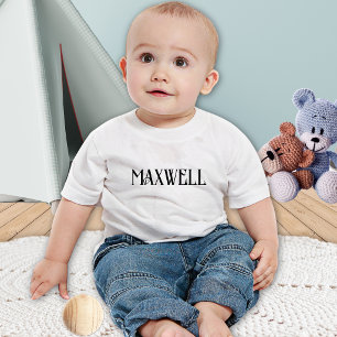 Camiseta Para Bebê Nome da Família Negra Minimalista Elegante