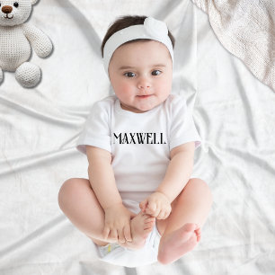 Camiseta Para Bebê Nome da Família Negra Minimalista Elegante