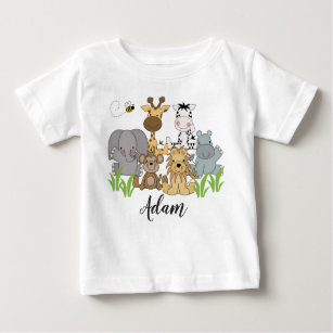 Camiseta Para Bebê Nome das Crianças da Selva Safari