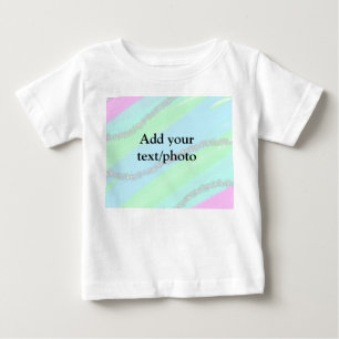 Camiseta Para Bebê Nome de adição do pastel cintilante verde-rosa azu