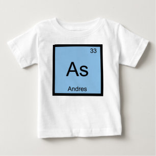 Camiseta Para Bebê Nome de Andres Elemento Químico Tabela Periódica