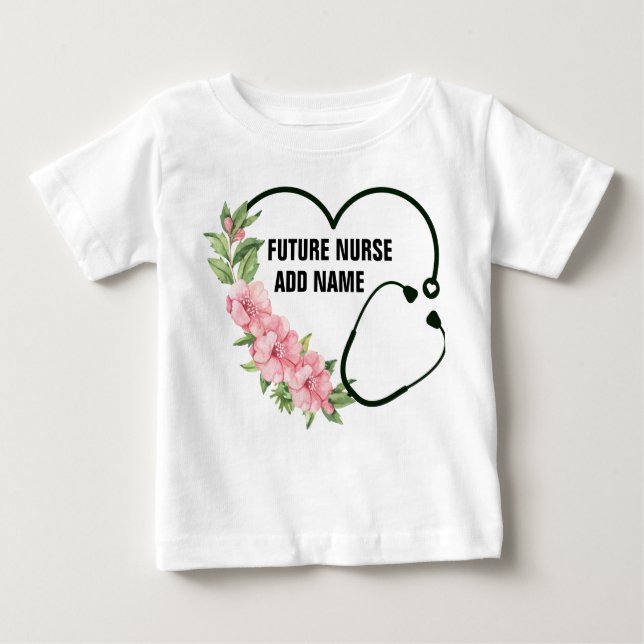 Camiseta Para Bebê Nome de Enfermeiro Futuro Personalizado (Frente)