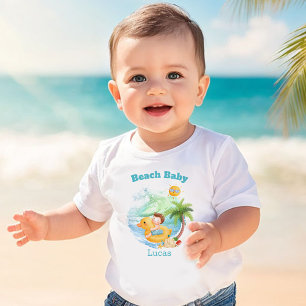 Camiseta Para Bebê Nome de férias de verão fofo praia bebê menino