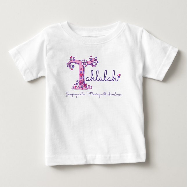 Camiseta Para Bebê Nome de menina Tahlulah e significado Roupas com m (Frente)