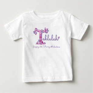 Camiseta Para Bebê Nome de menina Tahlulah & significado Roupas com m