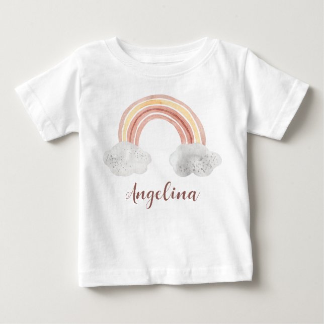 Camiseta Para Bebê Nome do arco-íris pastoso agudo de aquarela person (Frente)
