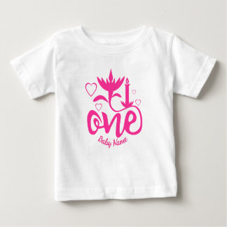 Camiseta Para Bebê Nome do bebê cor-de-rosa