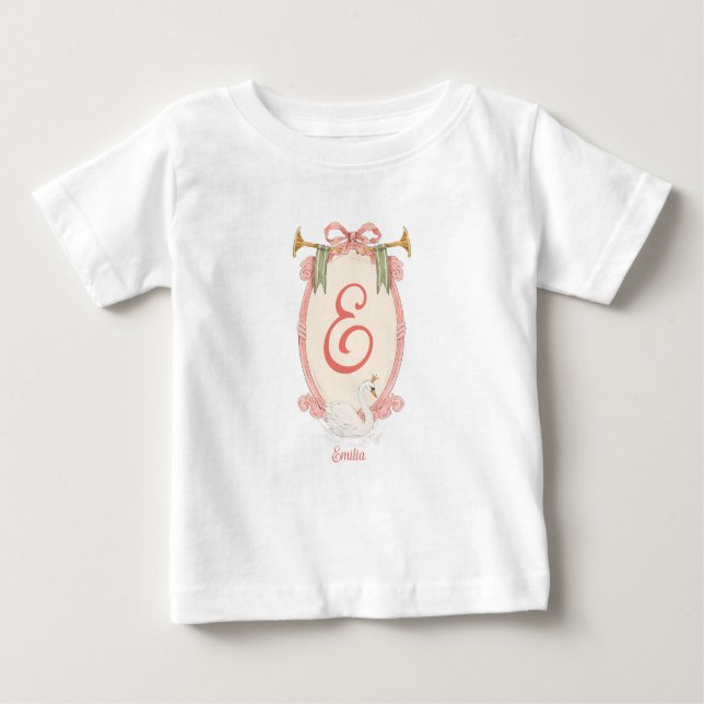 Camiseta Para Bebê Nome do bebê - Princesa Swan (Frente)