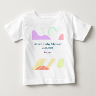 Camiseta Para Bebê Nome do chá de fraldas em forma de abstrato neutro