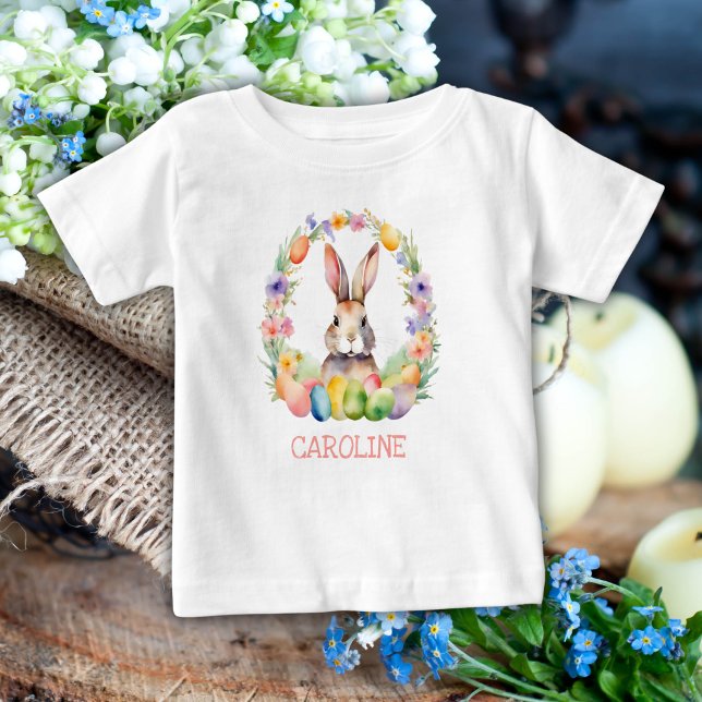 Camiseta Para Bebê Nome do Coelhinho da Páscoa Causada (Criador carregado)