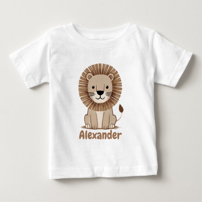 Camiseta Para Bebê Nome do Leão de Cubo personalizável (Frente)