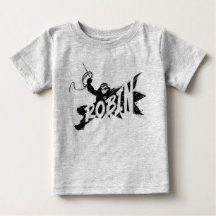 Camiseta Para Bebê Nome do Pincel de Tinta Robin