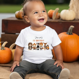 Camiseta Para Bebê Nome do primeiro aniversario de Animais de Corte d