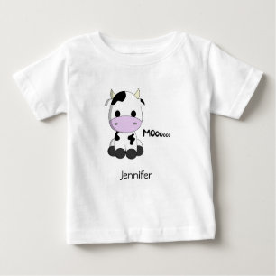 Camiseta Para Bebê Nome dos desenhos animados da vaca do kawaii do