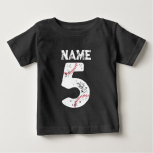 Camiseta Para Bebê Nome e número 5 Baseball, Equipe Baseball