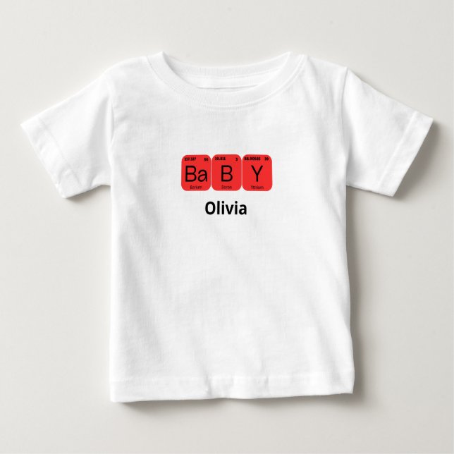 Camiseta Para Bebê Nome Editável do Elemento de Mesa Periódico do Beb (Frente)