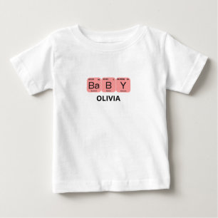 Camiseta Para Bebê Nome Editável do Elemento de Mesa Periódico do Beb