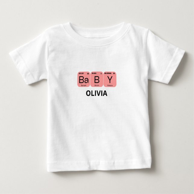 Camiseta Para Bebê Nome Editável do Elemento de Mesa Periódico do Beb (Frente)