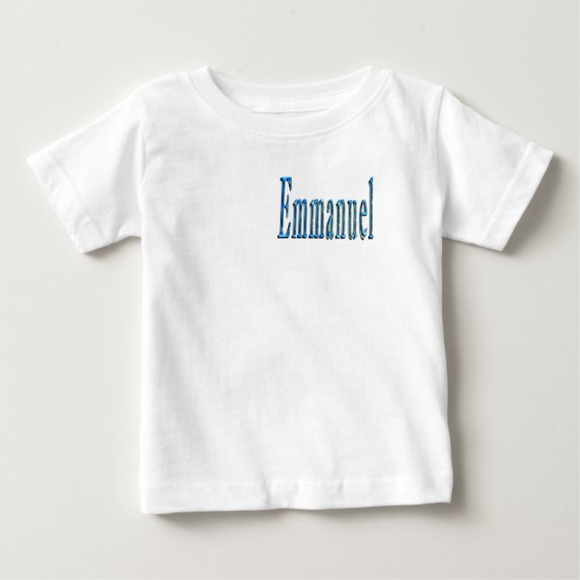 Camiseta Para Bebê Nome Emmanuel Azul,  (Frente)