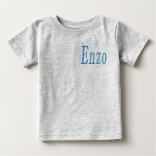 Camiseta Para Bebê Nome Enzo Estrelado Azul,