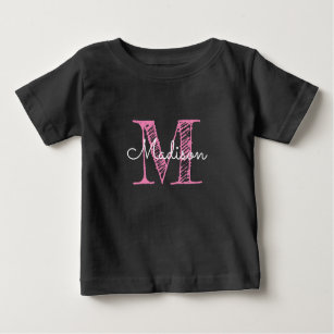 Camiseta Para Bebê Nome escondido Monograma Baby Girl T-Shirt