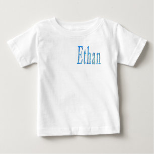Camiseta Para Bebê Nome Ethan Estrelado Azul,