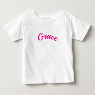 Camiseta Para Bebê Nome Grace em Rosa Paixão