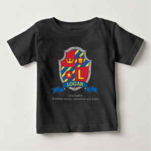Camiseta Para Bebê Nome Logan que significa escudo de cavaleiros da c