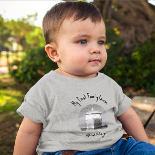Camiseta Para Bebê Nome, Minha Primeira Viagem de Cruzeiro em Família