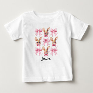 Camiseta Para Bebê Nome Personalizado Arco Coquette Cony Bunny