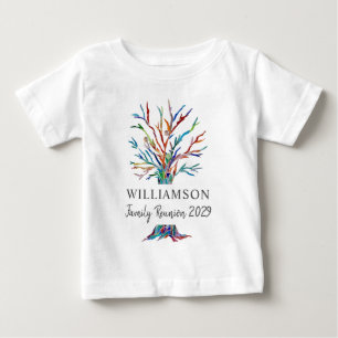 Camiseta Para Bebê Nome Personalizado Árvore Genealógica Reunião de F