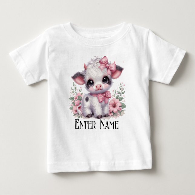 Camiseta Para Bebê Nome Personalizado Bebê Rosa Rosa Rosa Rosa Menina (Frente)