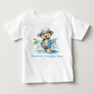 Camiseta Para Bebê Nome Personalizado Blue Teddy Bear Shirt