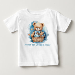 Camiseta Para Bebê Nome Personalizado Blue Teddy Bear Shirt