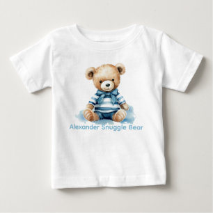 Camiseta Para Bebê Nome Personalizado Blue Teddy Bear Shirt