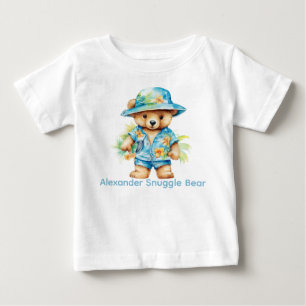 Camiseta Para Bebê Nome Personalizado Blue Teddy Bear Shirt