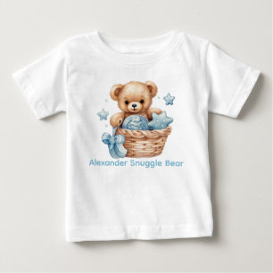 Camiseta Para Bebê Nome Personalizado Blue Teddy Bear Shirt